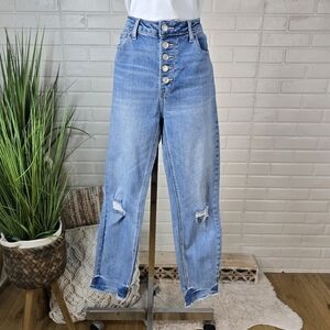 Vervet High Rise Button Fly Light Blue Distressed Skinny Jeans Sizw 30